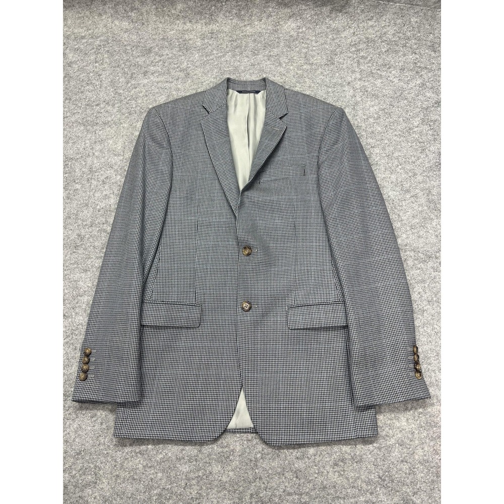 Ralph Ralph Lauren Sport Coat Mens 36R Gray Silk Wool Houndstooth Tweed Blazer
